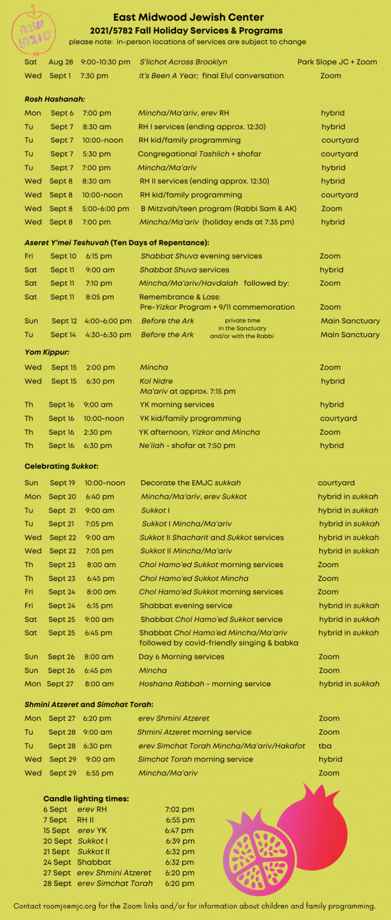 EMJC 2021 September calendar.2 East Midwood Jewish CenterEast Midwood